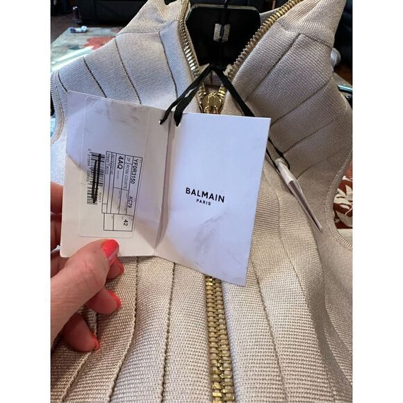 BALMAIN Sleeveless Zip Front Light Rose Minidress Size 10 (42) NWD - Picture 14 of 15